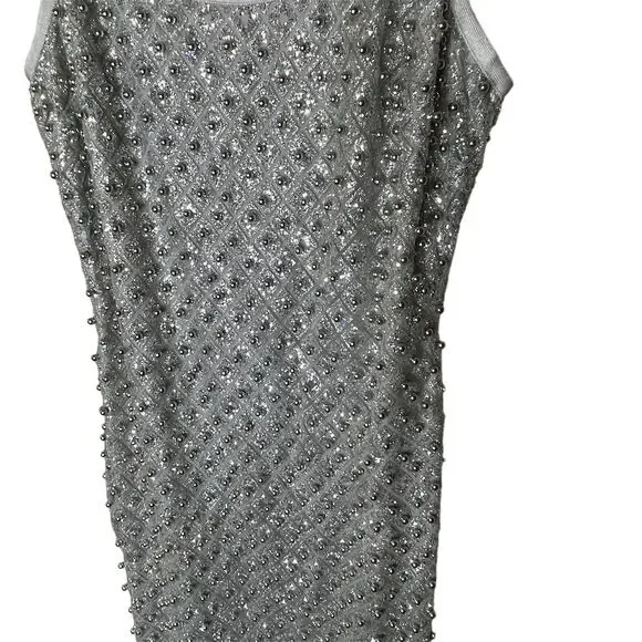 LASCANA Women's XS Silver Sequin Sleeveless Mini Dress Party Cocktail - Picture 3 of 7